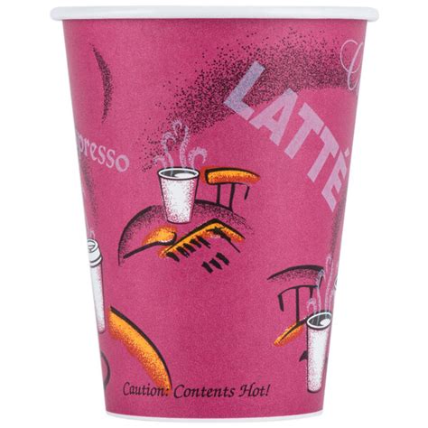 Solo 412SIN 0041 Bistro Print 12 Oz Poly Paper Hot Cup 1000 Case