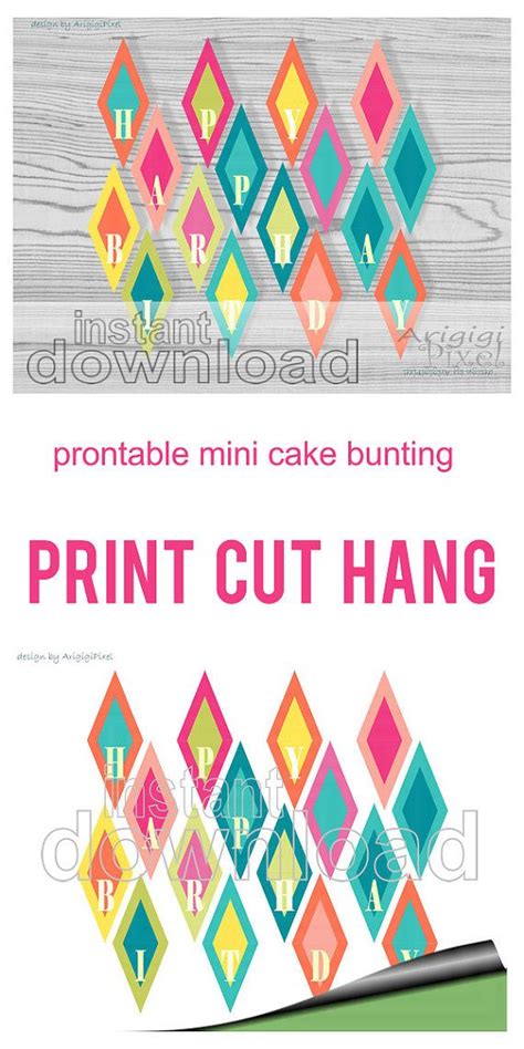 Printable Bunting Cake Topper Happy Birthday Cake Bunting - Etsy | Mini flags, Cake bunting ...