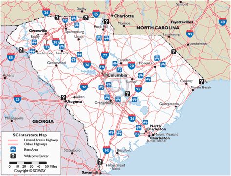 North Carolina Coastal Towns Map Map Of South Carolina Interstate