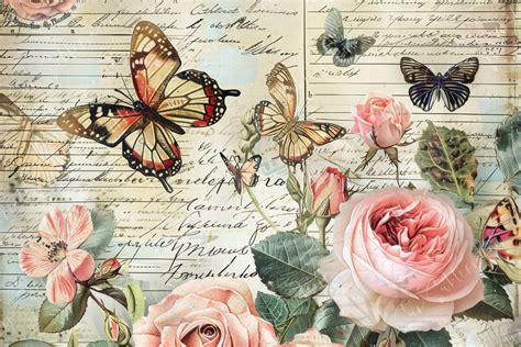 Vintage Botanical Collage Background Graphic by Sun Sublimation ...