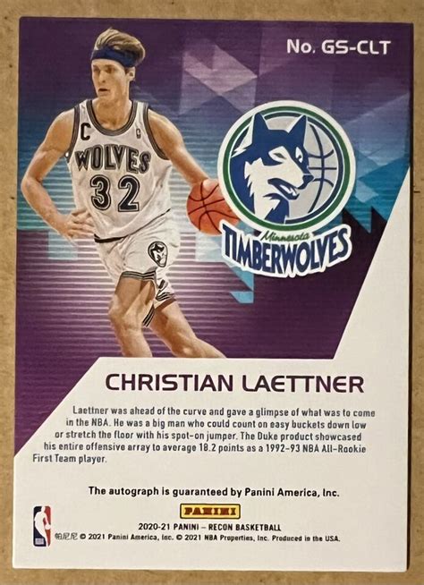 Panini Recon Christian Laettner Glorified Signatures Gold