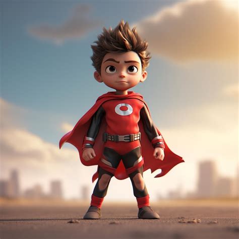 Anime Super Hero Chiibi Toddler in Pixar Style | Premium AI-generated image