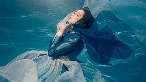 블루 한복 수중촬영 Korea Hanbok Dress Underwater Photography Woohyunk