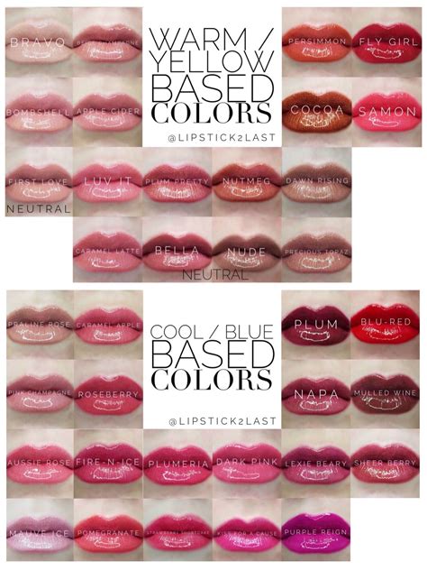 Warm And Cool Based Lipsense Colors All The Current 36 Lipsense Colors