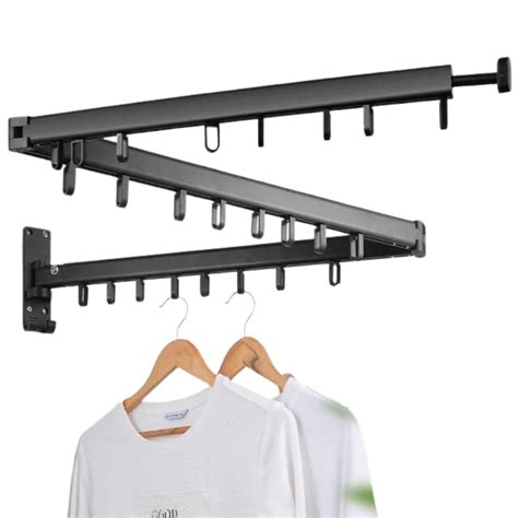 FOLDABLES Aluminium Wall Mounted Clothes Hanger Rack Retractable