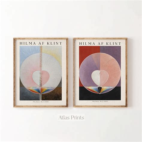 Hilma Af Klint Set Of 2 Print Abstract Dove Vintage Painting Poster