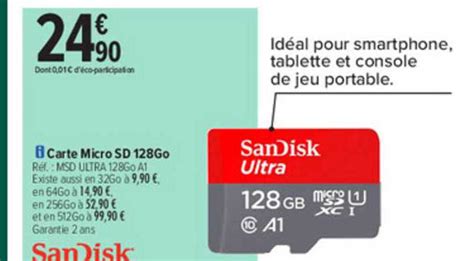 Promo Carte Micro Sd 128go Sandisk Chez Carrefour ICatalogue Fr