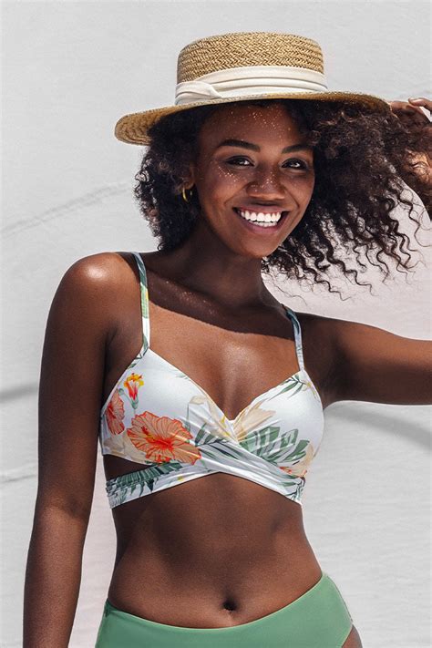 Florales Bikini Oberteil Mit R Ckenband Cupshe Deutschland