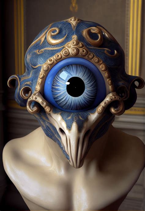 Cyclop Skull Sculpture With Azulejos Arte Alien Criaturas Oscuras