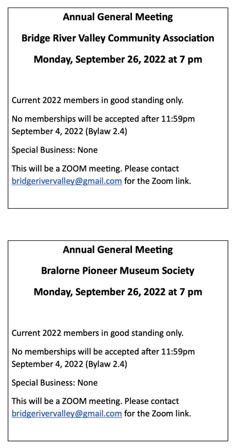 2022 Agm Notice Bridge River Valley Community Association