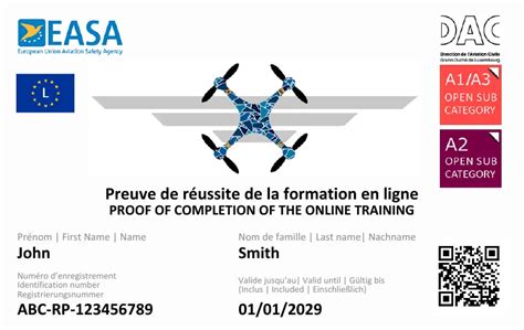 Luxembourg A2 Drone Flyer ID Card TheDroneIDCard