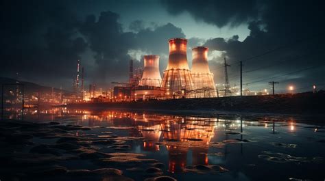 Premium Photo Nuclear Plant At Night