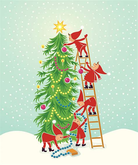 Royalty Free Decorating The Christmas Tree Clip Art Vector Images