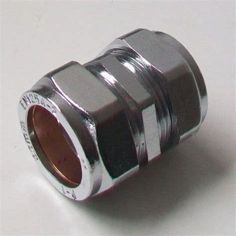 22mm Chrome Plated Brass Compression Coupling Plumbers Mate Ltd