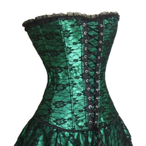 Green Satin Lace Corset Top