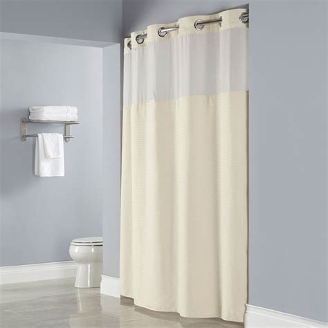 Hookless Beige Deliah Shower Curtain With Chrome Raised Flex On Rings