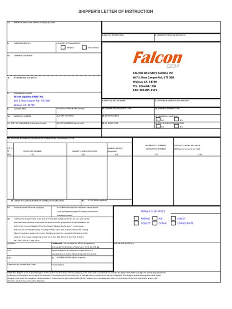 Fillable Online 21 Printable Intermediate Consignee Forms And Templates