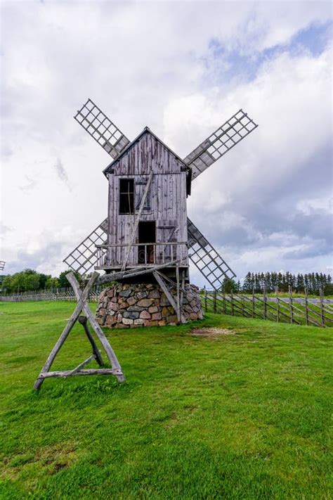 View of the Angla Windmills on Saaremaa Island in Estonia Editorial ...