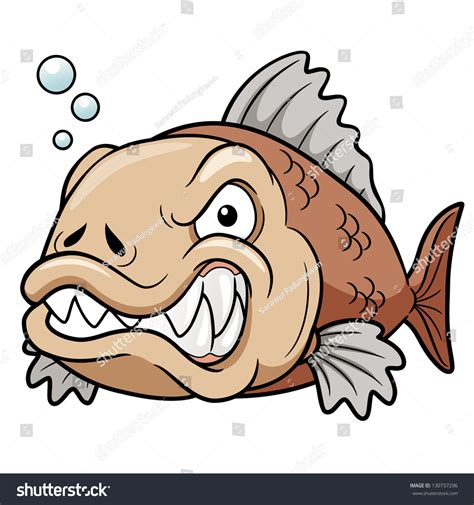 Vector Illustration Angry Fish Cartoon Stock Vector (Royalty Free ...