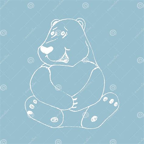 Cute Polar Bear Sketch. Vector Chalk Baby Drawn. Stock Vector ...