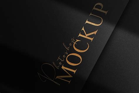 Premium Psd Luxury Gold Paper Embossed Prespective Mockup