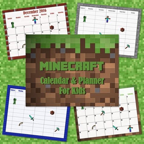 Minecraft Free Calendar Calendar Template 2024 2025