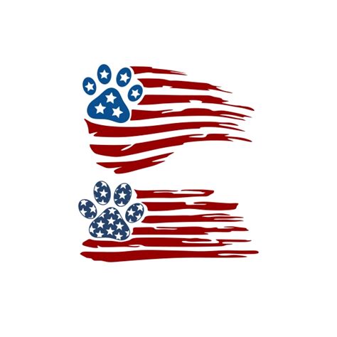 Patriotic Usa Flag Paw Cuttable Design