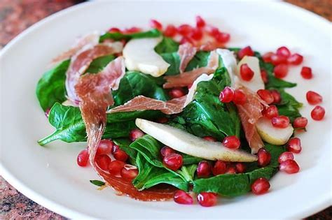 Spinach Salad With Prosciutto Pears Pomegranate Delicious Salads