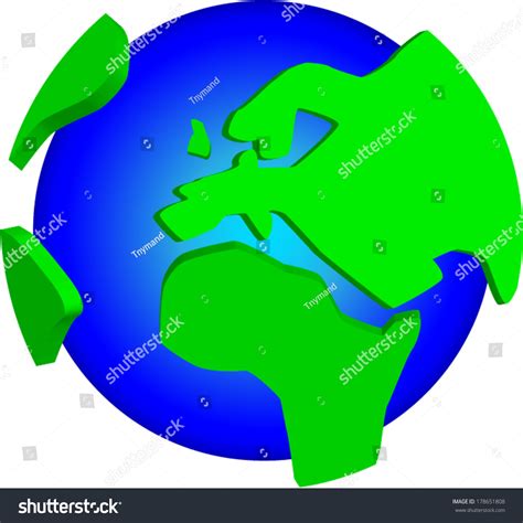 World Globe Vector Drawing Offset Continents Stock Vector (Royalty Free ...