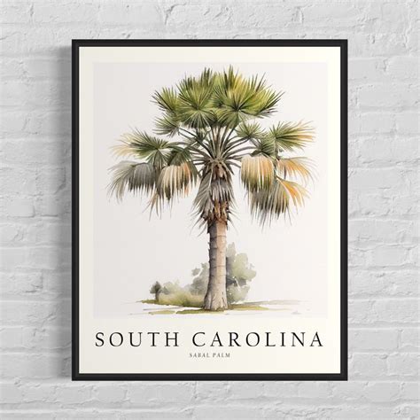 South Carolina State Tree Art Print, Sabal Palm Tree Wall Art, State ...