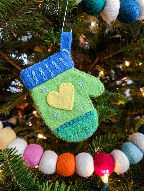 Personalized DIY Felt Mitten Ornaments Pattern With Monograms