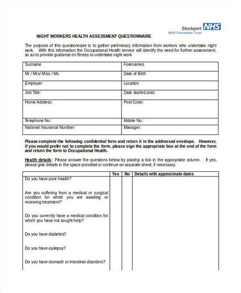 Assessment Questionnaire Examples Format How To Develop Pdf