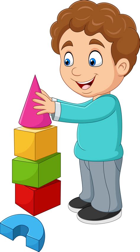 Cartoon Boy Playing With Building Blocks 5162415 Vector Art At Vecteezy