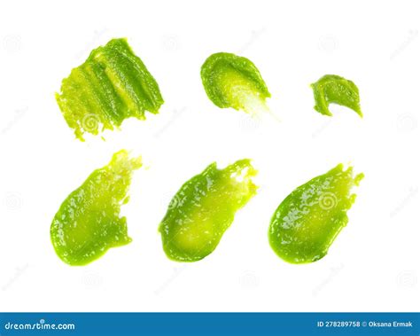 Wasabi Smear Isolated Green Sushi Paste Wasabi Paste Smear On White