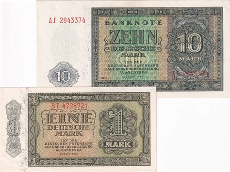 Banknoten 10 DEUTSCHE MARK Lot DDR 2x Banknote 1 1948 I MA Shops