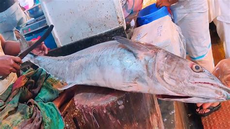 12 Kg Giant Seer Fish Cutting Skills Live In Fish Market King Fish