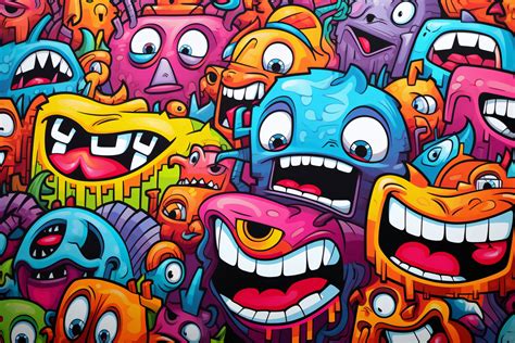 Monster Graffiti Characters Background Graphic by Forhadx5 · Creative ...