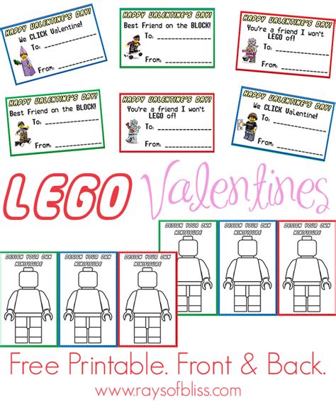 Lego Valentine's Day Cards Free Printable - Rays of Bliss