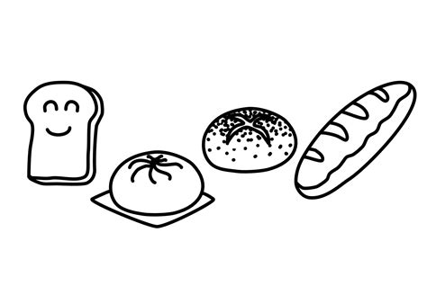 Black And White Drawing Of A Et Of Bread Bun And Baguette 4301640