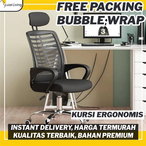 Jual FREE BUBBLE WRAP Kursi Kantor Kerja Belajar Ergonomis Putar