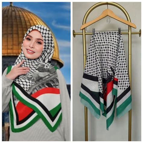 Jual Sumber Hijab Jilbab Segi Empat Voal Motif Hijab Palestina Kerudung