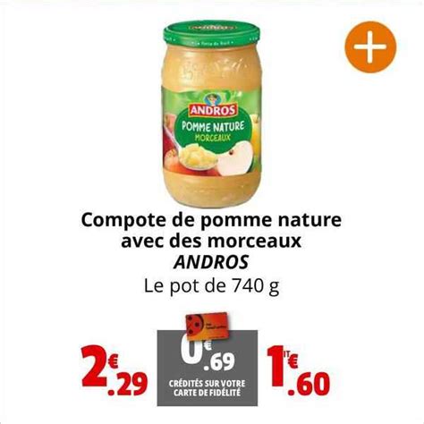 Promo Compote De Pomme Nature Avec Des Morceaux Andros Chez Coccinelle