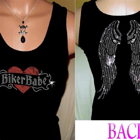 Biker Babe Heart Angel Wings Bling Harley Rhinestone Womens Etsy