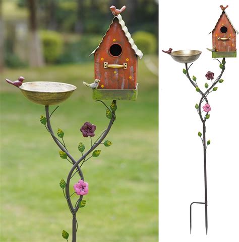 Amazon Hlqmfht H Bird Baths For Outdoors Metal Bird Bath