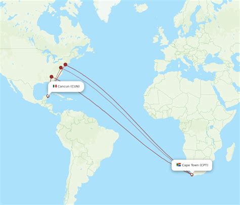 All Flight Routes From Cape Town To Cancun Cpt To Cun Flight Routes