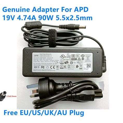 Genuine APD 19V 4 74A 90W AC DC Switching Adapter 5 5x2 5mm DA 90J19