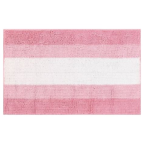 Unique Bargains Extra Soft And Absorbent Chenille Fluffy Striped With Non-slip Backing Bath ...