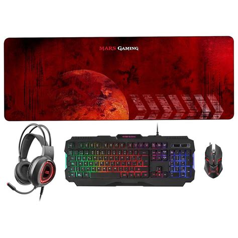 Combo Mars Gaming Mcprgb Em Rgb Teclado Auscultadores Dragonics