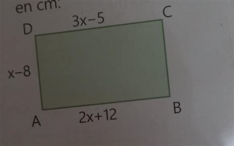 Si ABCD es un rectángulo halla la longitud de la altura en cm