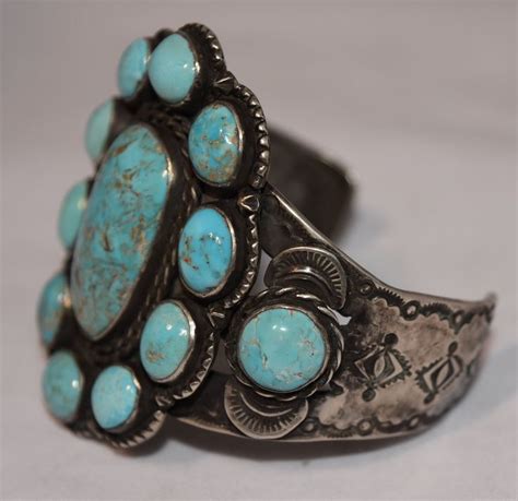 Gorgeous Vintage Navajo Morenci Turquoise Heavy Sterling Carinated